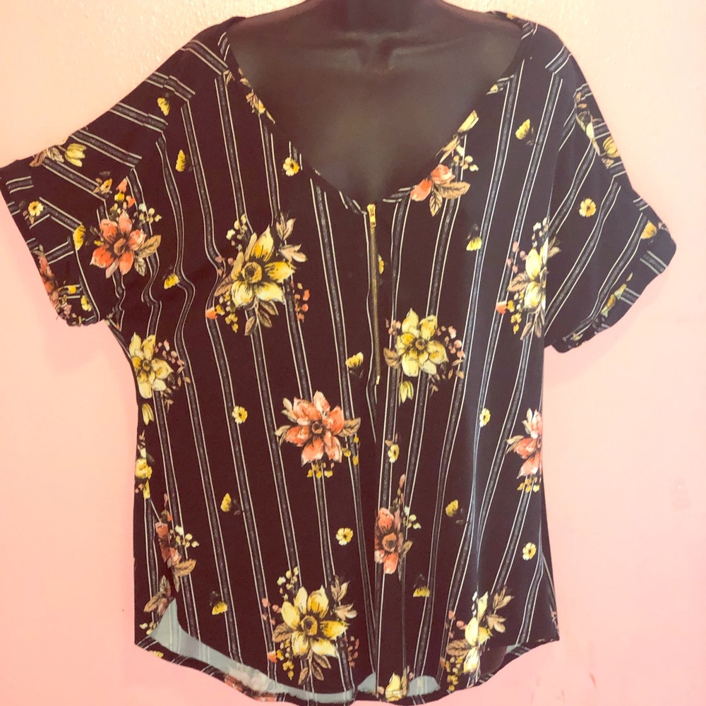 Floral Zipper Shirt
